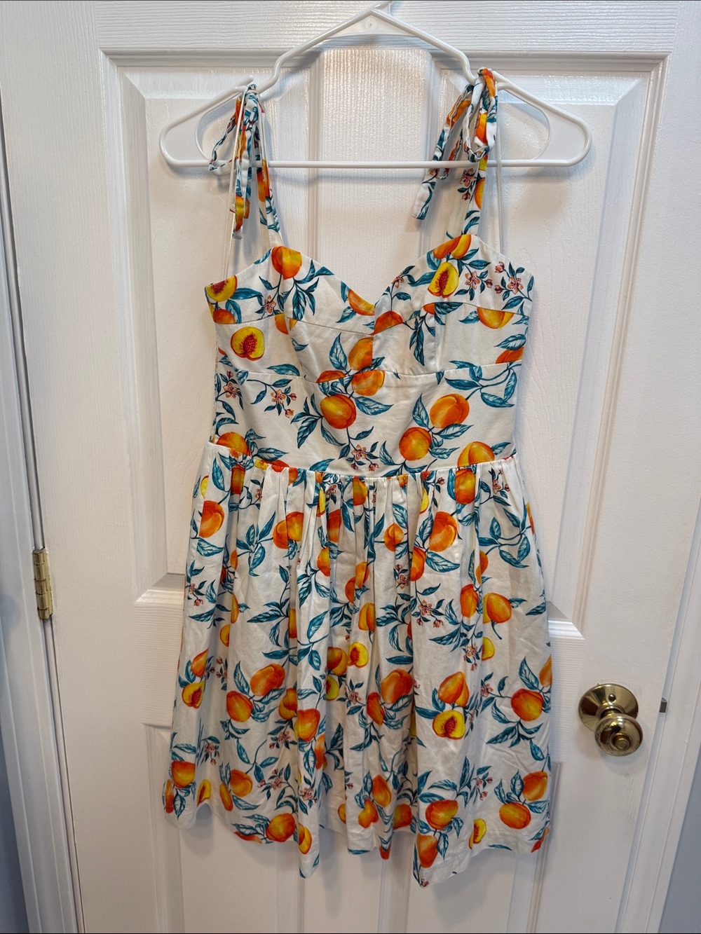 Amanda Uprichard Peach-Print Tie-Strap Mini Dress